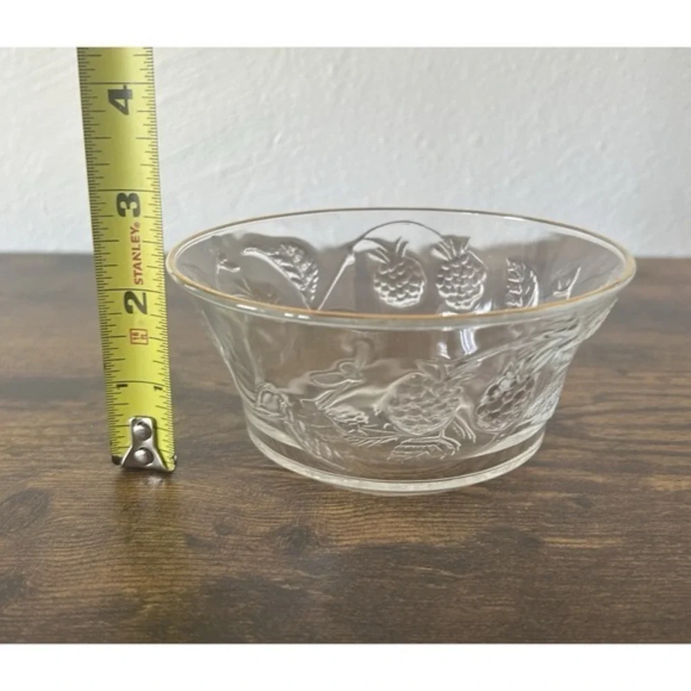 Vintage France Arcoroc Vine & Berry Clear Glass‎ Nut Bowl Gold Lid Trim